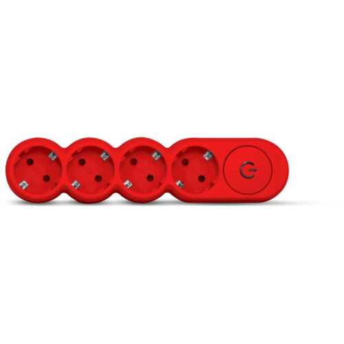 Πολύπριζο 4 θέσεων με διακόπτη κόκκινο ΗΟΜΙΕ