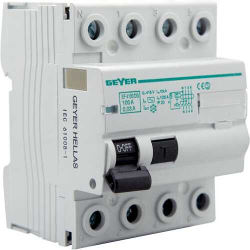 Ρελέ διαφυγής 4P 100A 30mA AC