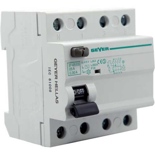 Ρελέ διαφυγής 4P 25A 300mA AC