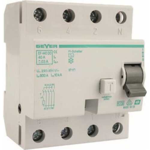 Ρελέ διαφυγής με ασφάλεια 4P 40Α 30mA C