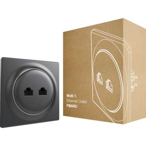 FIBARO Χωνευτή πρίζα Ethernet (Ανθρακί) - Σειρά Walli