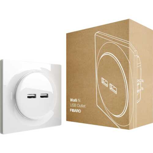 FIBARO Χωνευτή πρίζα USB (λευκό) - Σειρά Walli
