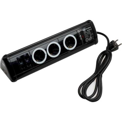 Πολύπριζο 3 θέσεων 2 USB 1 RJ45 1 RJ11