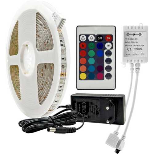 LED Strip KIT 14.4W 12V RGB IP65 5m  +  RGB controller  +  driver