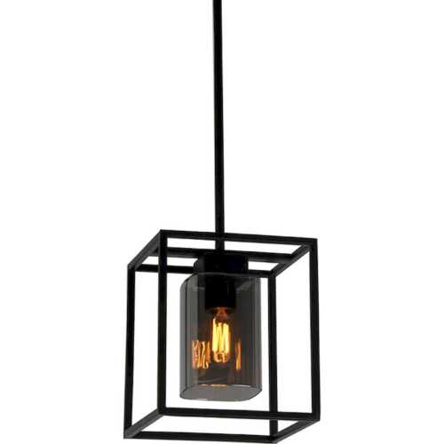 Φωτιστικό Iron E27 200x200 καλώδιο 2.5m μαύρο smoky glass