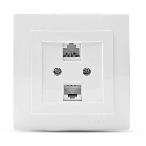 Λευκή πρίζα δικτύου CAT5 διπλή