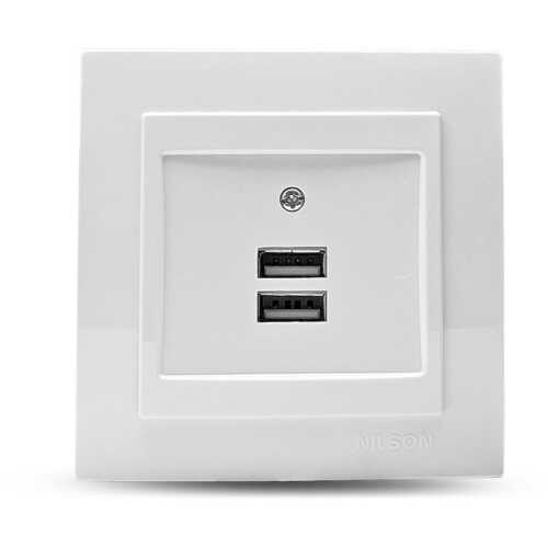 Λευκή πρίζα USB διπλή