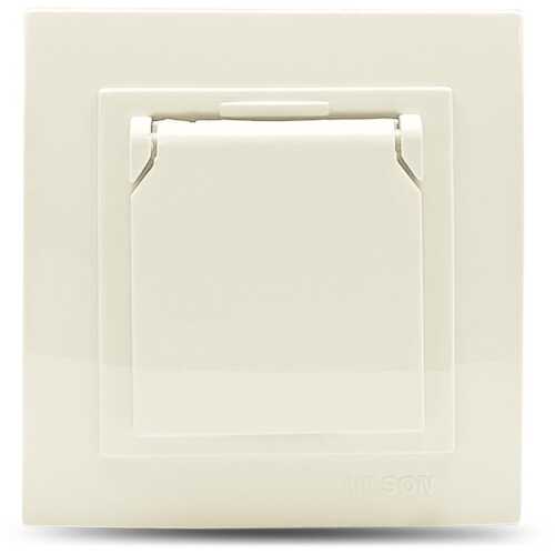 Μπέζ σούκο πρίζα με προστασία και καπάκι