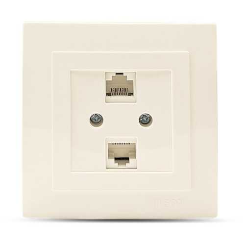 Μπεζ πρίζα τηλεφώνου διπλή