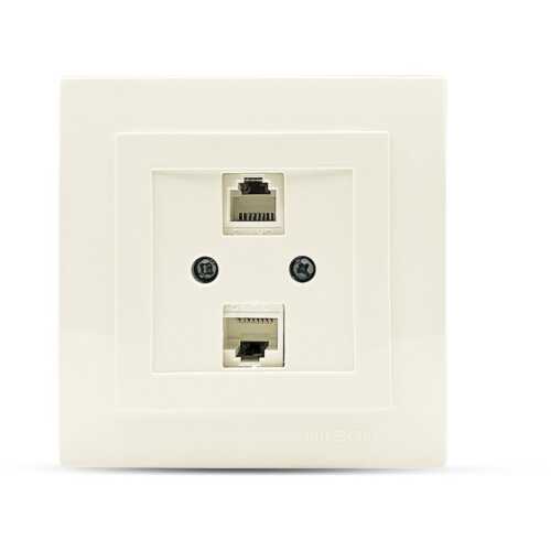 Μπέζ πρίζα δικτύου RJ45-CAT6-RJ11