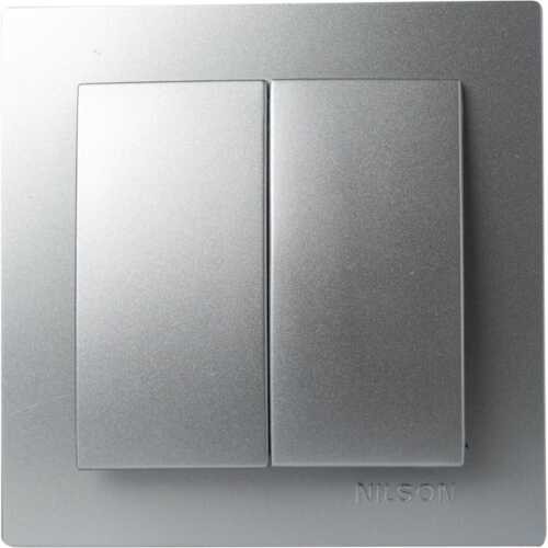 Ασημί διακόπτης Α/Ρ διπλός