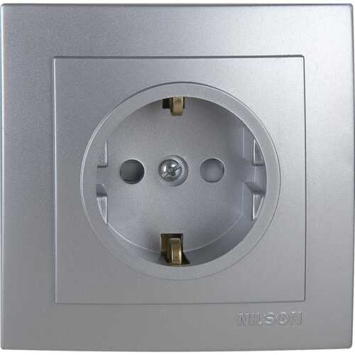 Ασημί πρίζα σούκο με προστασία