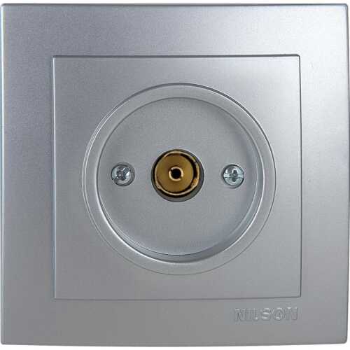 Πρίζα TV τερματική ασημί