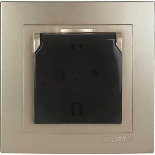 Σατινέ πρίζα σούκο με προστασία και καπάκι