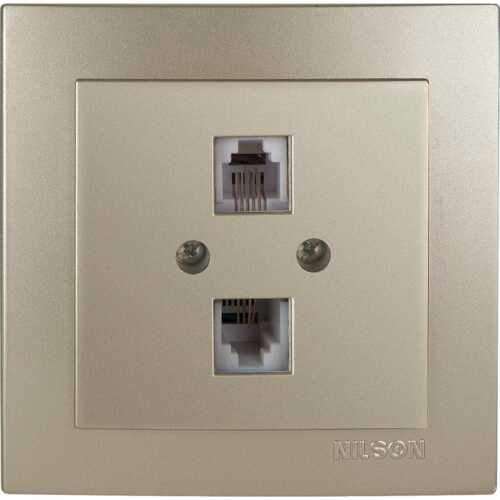 Σατινέ πρίζα τηλεφώνου διπλή