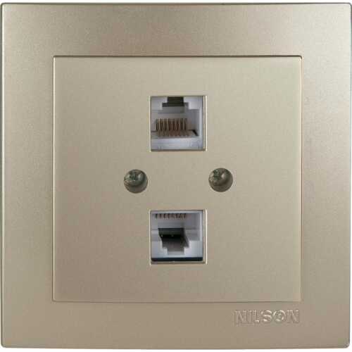 Σατινέ πρίζα δικτύου CAT5 διπλή