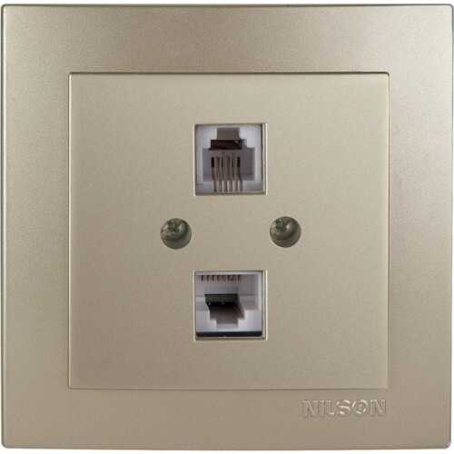 Σατινέ πρίζα δικτύου RJ45-CAT6-RJ11