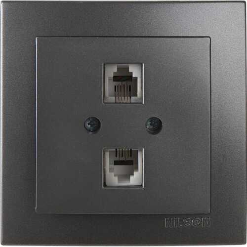 Ανθρακί πρίζα τηλεφώνου διπλή