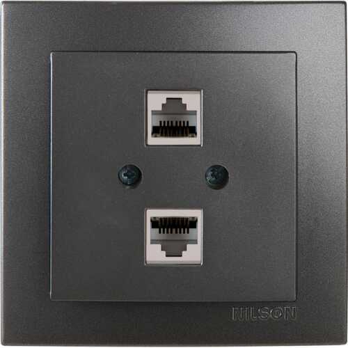 Ανθρακί πρίζα δικτύου CAT5 διπλή