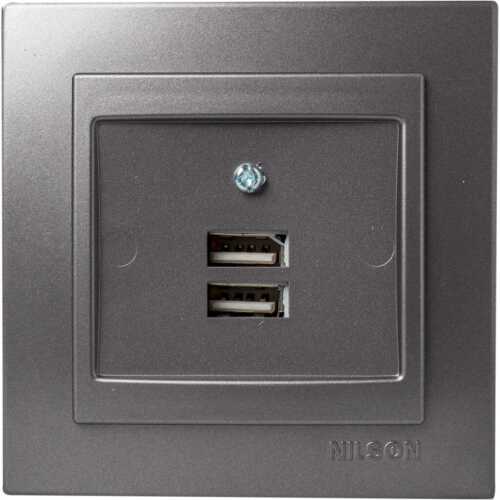 Ανθρακί πρίζα USB διπλή