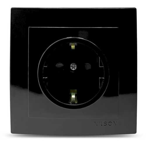 Μαύρη πρίζα σούκο με προστασία