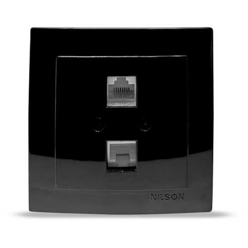 Μαύρη πρίζα δικτύου CAT5 διπλή