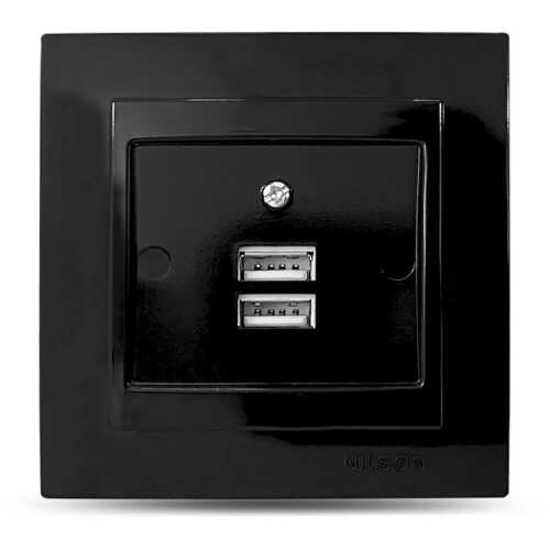 Μαύρη πρίζα USB διπλή