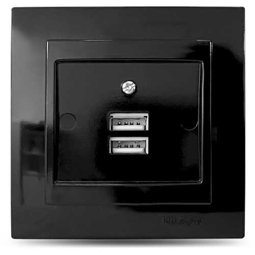 Μαύρη πρίζα USB διπλή