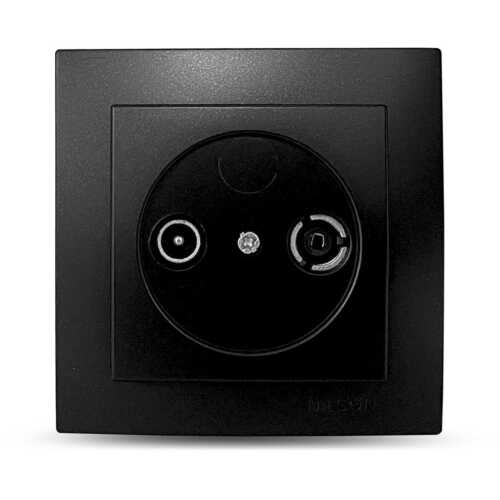 Μαύρη ματ πρίζα TV-Radio διελεύσεως