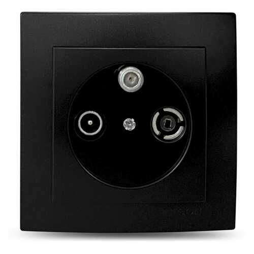 Μαύρη ματ πρίζα TV-Radio - SAT διελεύσεως