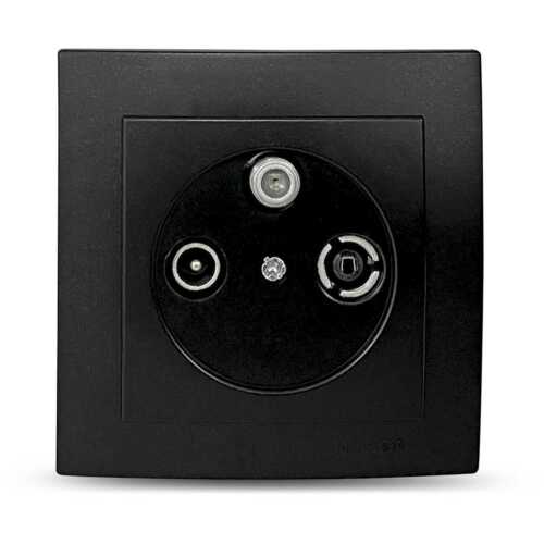 Μαύρη ματ πρίζα TV - Radio - SAT τερματική