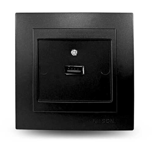 Μαύρη ματ πρίζα USB