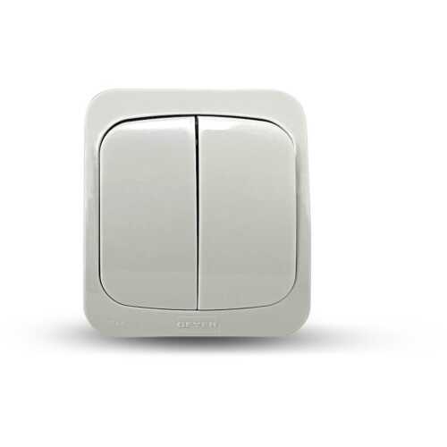 Επίτοιχος διακόπτης διπλός Α/Ρ IP44 γκρι