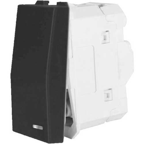 Μεσαίος Α/Ρ με ενδεικτική λυχνία 1 θέσης Μαύρος 10ΑΧ 250V