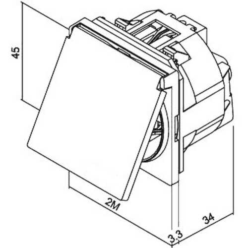 Πρίζα σουκο με καπάκι 2 θέσεων Ιβουάρ 2Ρ + Ε 16Α 250V
