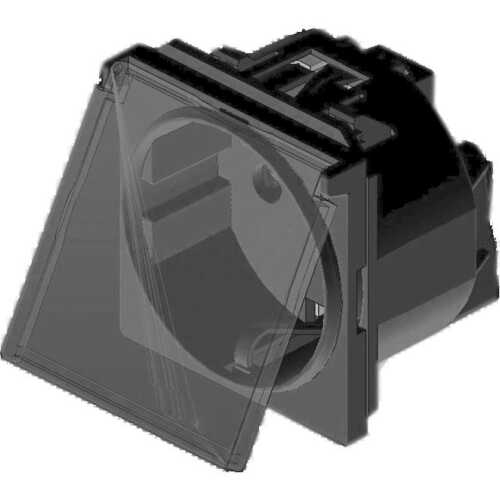 Πρίζα σουκο με καπάκι 2 θέσεων Μαύρη 2Ρ + Ε 16Α 250V