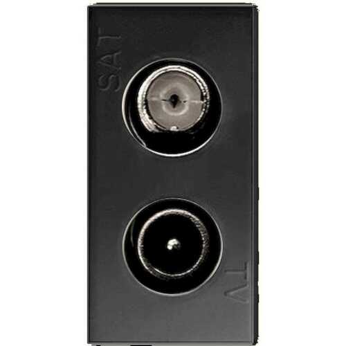 Πρίζα TV-Radio - SAT τερματική 1 θέσης Μαύρη 1db